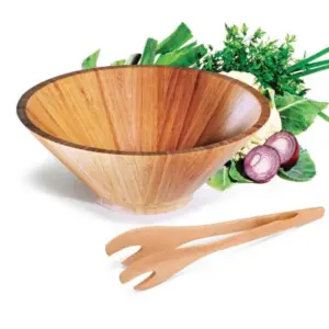 Kit Para Salada Em Bambu Pequim - 3 L - 2 Pçs