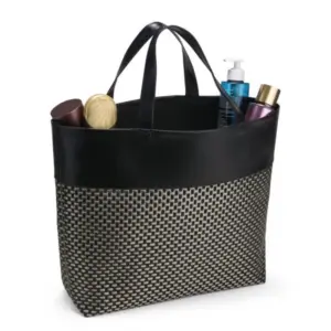 Sacola Em Pvc E Material Sintético - Premium - Preto/xadrez